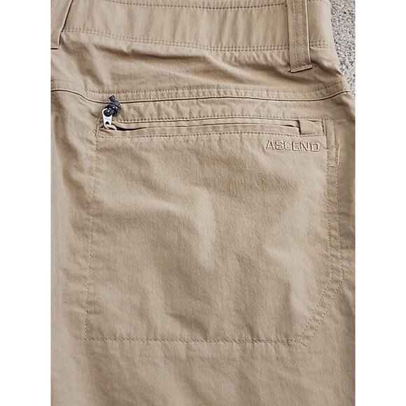 Ascend Nylon Hiking Chino Pants Mens 34X32 Beige Tan Stretch Comfort Zip Pocket - Picture 7 of 14